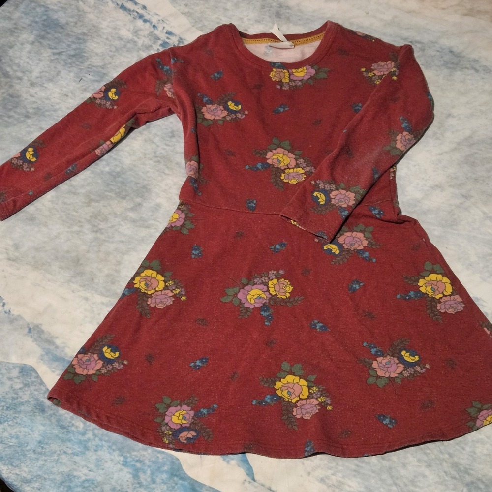 Matilda Jane Girls Size 10 Red Floral Long Sleeve Sweater Dress